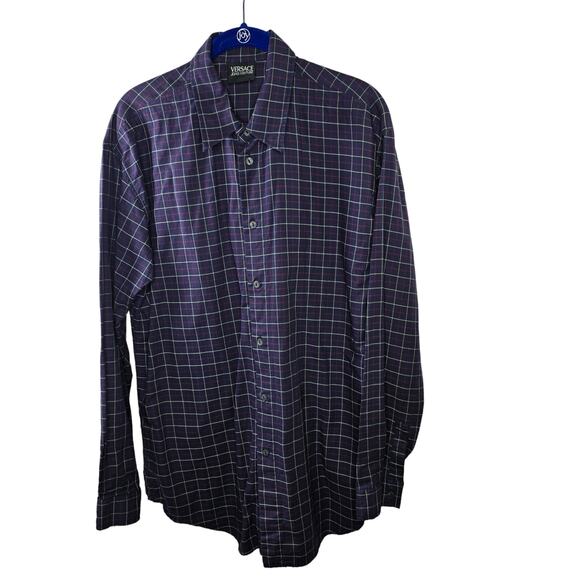 Versace Jeans Couture Blue Plaid Button-up Shirt - Picture 1 of 8